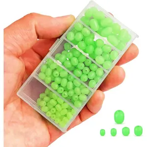 Fishing Beads Glow Bait Eggs: Oval Fishing Eggs Assorted Set - 170pcs Soft Fishing Rig Bead