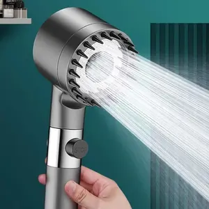 High-Pressure Filtered Shower Head, 3-Mode Adjustable Spray with Massage Brush & Rain Faucet, Essential Bathroom Accessory, High Pressure Showerhead