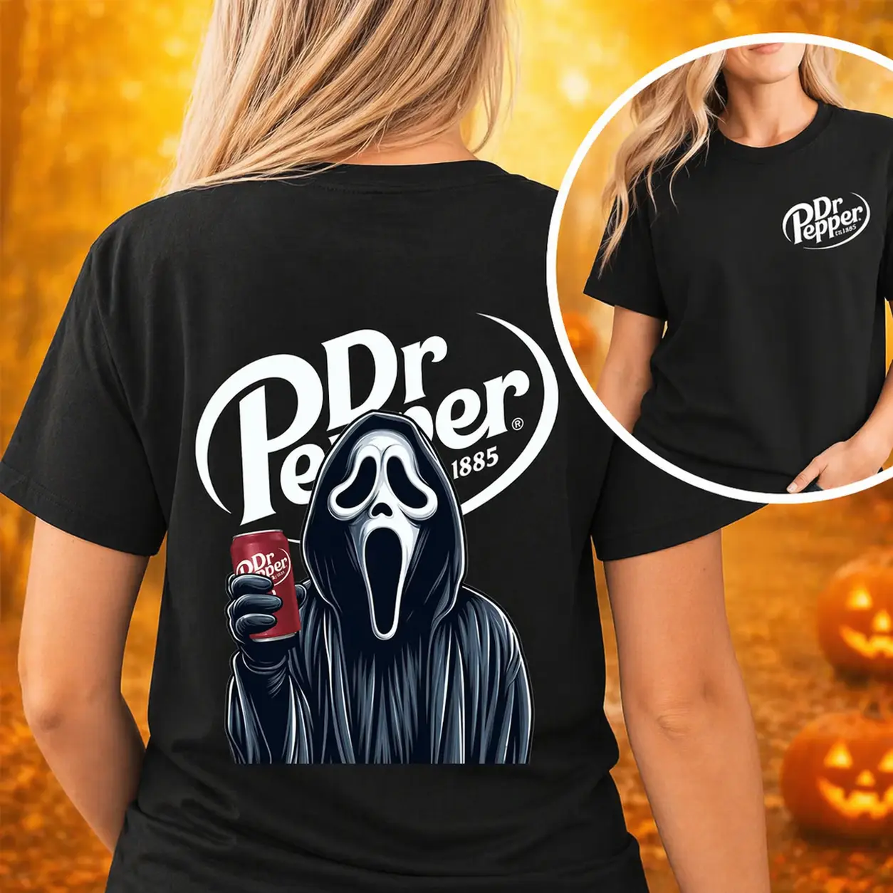Dr Pepper Horror Halloween Double Sided Unisex Shirt, Dr Pepper Halloween Tee, Casual Top with Graphic Design