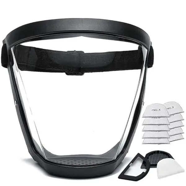 Reusable Super Protective Face Shields, Clear Full Safety Face Shield for Adults Women Men,  Lightweight, High-Definition,Anti-Fog,UV Blocking Shields