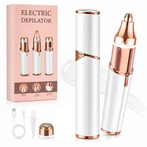 Trimmer for Women, Electric Shaver and Razor Rechargeable 2-in-1 Body and Facial Epilator, Dual Heads for Painless Trimming of Pubic Hair, Face, Underarms and Legs, IPX7 Waterproof. Christmas Gift New Year Gift Shaving Grooming