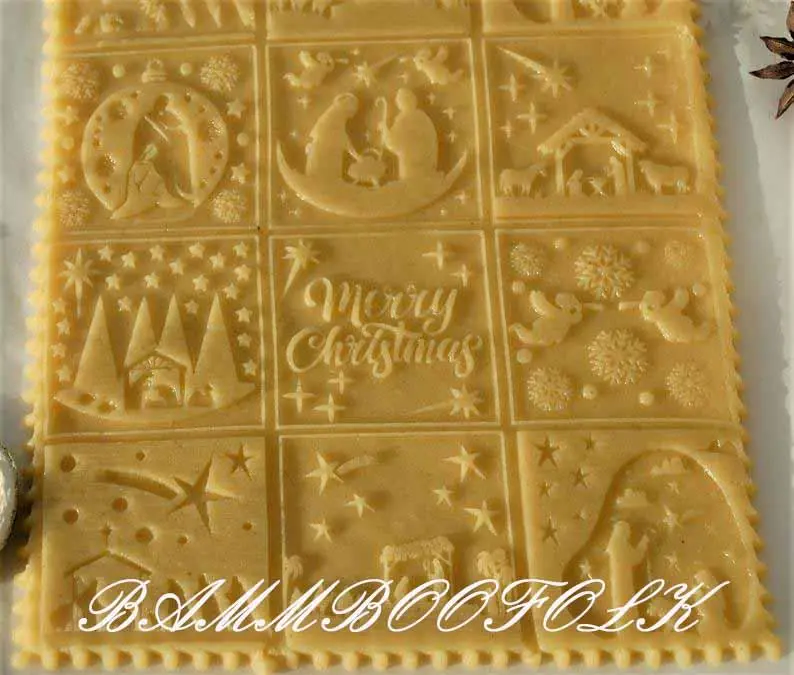 Wooden Rolling Pins for Baking with Nativity Embossed Designs | 3mm Deep Springerle Cookie Molds | Christmas Rolling Pin & Baking Gifts for Women