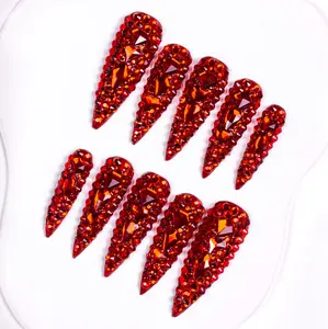 Lovful | Stiletto Mid Length 1.7'' Opulent Handmade Acrylic Press On Nails | 10PCS Reusable, Salon Quality, H39-H248