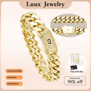 Luux jewelry 2026《New》14K Gold-Plated Cuban Bracelet — featuring refined craftsmanship and dazzling white stone inlay. The Miami Cuban design fuses tradition with modern fashion. A perfect gift for him or her. Available in 6mm~14mm, 7.5"/8.5