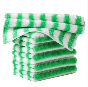 Bamboo Fiber Cleaning Dishcloths, Green and White, Thickened, Non-Stick, Oil-Removing Kitchen Cloths for Wholesale