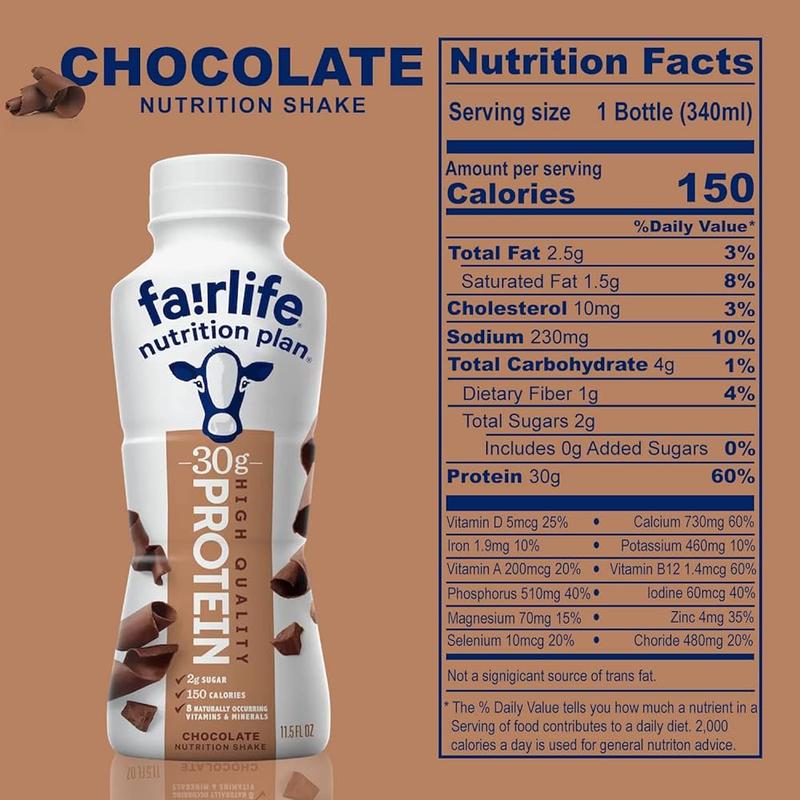 Fairlife Nutrition Plan High Protein Chocolate 30g Shake,Gelatin Free,11.5fl.oz,(12 Pack) - PACK OF 1 Beverage Milk