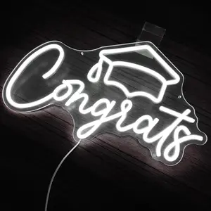 "Congratulations" Graduation LED Neon Sign - USB Powered Graduate Party, Graduation Party, Bedroom and School Celebrations Dorm and Home Decor | Perfect Graduation Gift for Easy Setup