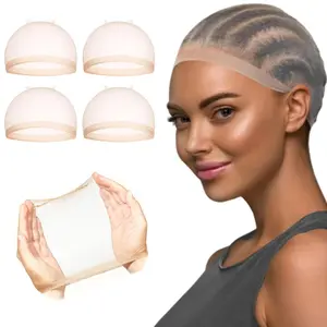 HD Wig Caps 4-Piece Hair Net for Lace Front Wigs Ideal for Wig Wearers Hair Bonnet for Curly Hair Dye Shampoo Volumizing Texturizing Powder grips tournament jewel stamper Women's Unscented Hair Care Set  brush Braid Hair Styling Tool rat comb satisfying