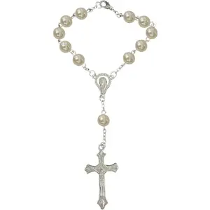 Car Rearview Mirror Cross Rosary, 2 Counts Car Interior Rear View Mirror Charm, Auto Decors, Personalized Hanging Accessories for Women & Men, Car Hanging Decoration