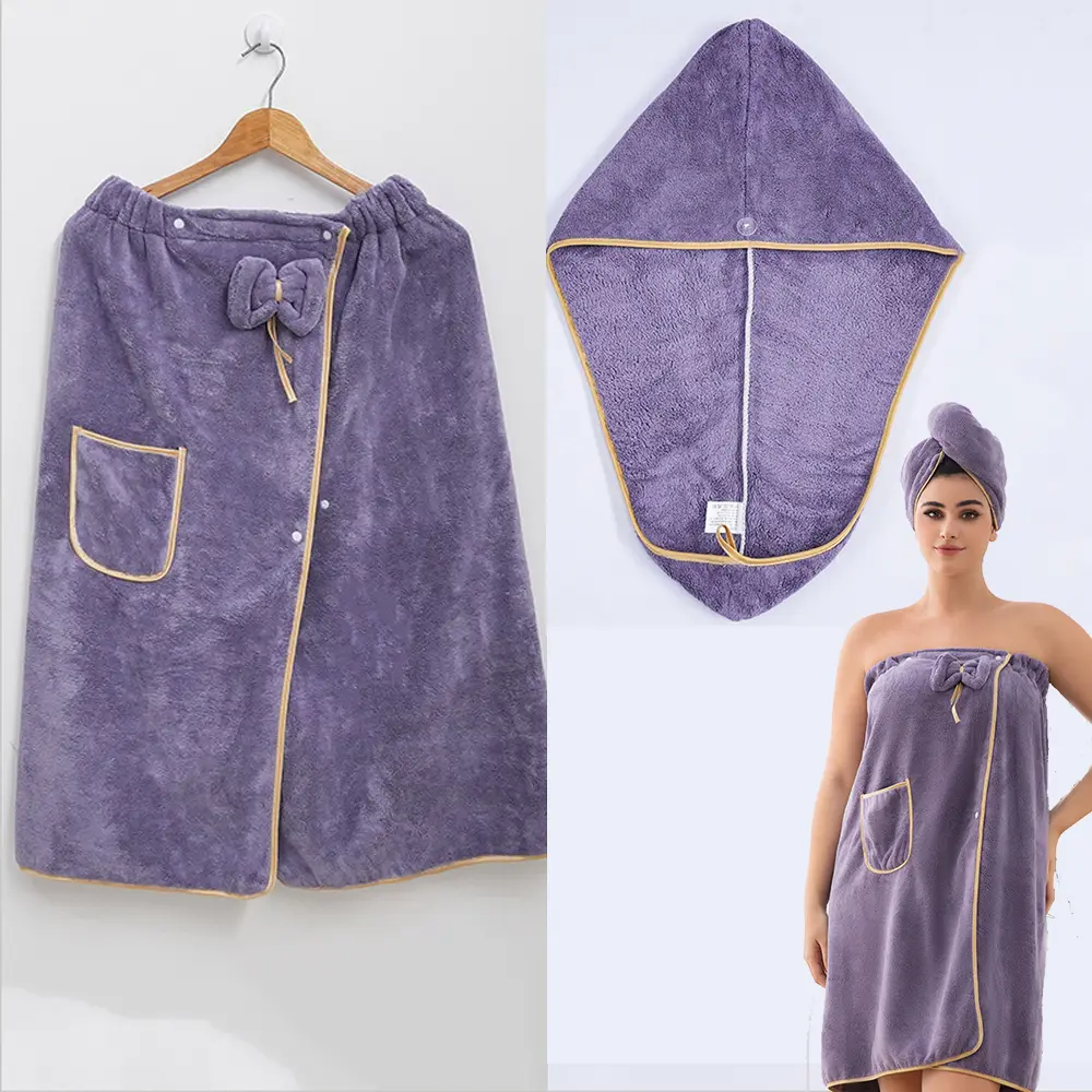 Plus Size Bath Skirt & Shower Cap Set Soft Coral Fleece Super Absorbent Towel Wrap for Women Perfect for Spa Shower Hot Spring Hotel Home Bathroom Swimming Pool Use