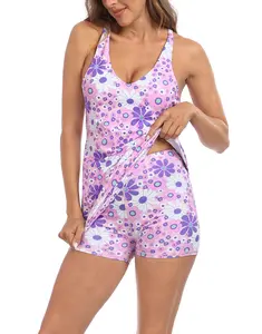 HDE Women's V-Neck Exercise Tennis Dress with Built-in Bra & Separate High Waisted Shorts - 80% Recycled Polyester, 20% Spandex, Care: Machine Wash