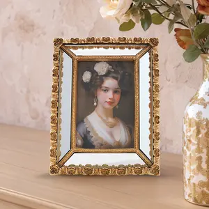 Leaf Pattern Decorative Photo Frame, Mirror Surface Design, Home Wall Art Display, Versatile Horizontal & Vertical Use