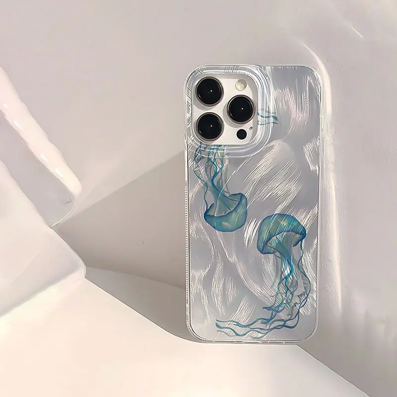 Blue Jellyfish Art Shockproof Anti-Drop Phone Case, Casing & Cover for iPhone 17 Air/16 Plus/15 Pro Max/14 Pro/13/12/11/XS Max/X, Ideal Gift for Loved Ones & Friends DKYS11, Smartphone, Handheld