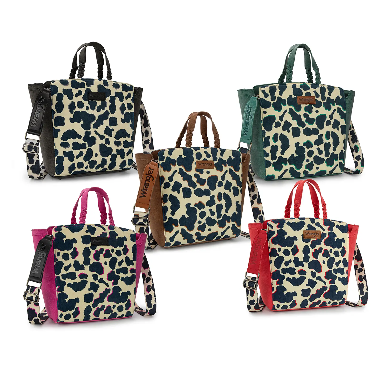 Wrangler Cow Print Top-Handle Handbags for Women Fall Purse Commute Bag Everyday Use Large Capacity