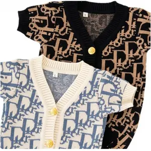 Designer Print Pet Cardigan Sweater – Warm Elastic Knit Jacket for Small & Medium Dogs