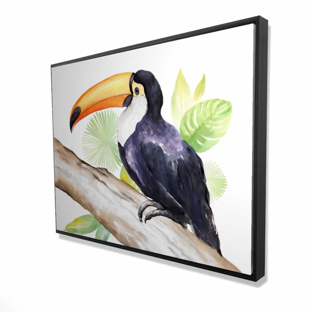 212 MAIN 36x48 in. Framed Wall Art Print - Vibrant Perched Toucan Artistic Photo, Unique Nature-Inspired Green Home Decor, Ideal Room Aesthetic Accent Gift for Home Supplies