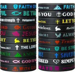 Bible Verse Bracelets 20 Pcs Silicone Cute Christian Colored Wristbands Comfortable and Lightweight Perfect Religious Gifts for Men Women