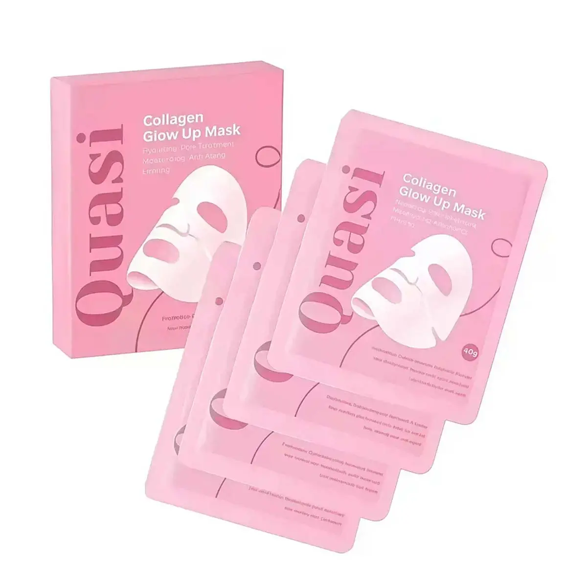 Quasi Collagen Glow Up Mask 2.0, Quasi Bio Collagen Face Mask, Firm Skin Deep Hydrating Masks for Wrinkle Reduction and Pore Minimization - Glow like Glass Skin