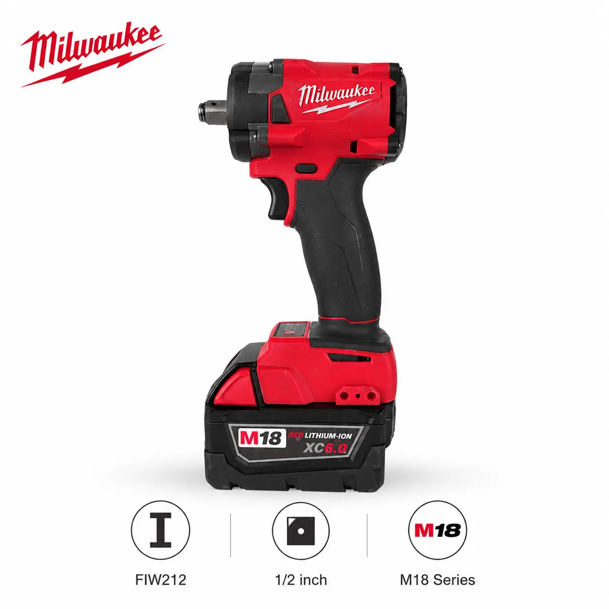 Impact Wrench 1/2" Compatible with Milwaukee M18 18V Battery, FIW212 Compact Impact Gun, 300Nm Breakaway Torque, 4 Adjustable Speed Modes, Available In Only Tool & Charging Kit Cordless Automotive Power Tools mechanic garagerepair