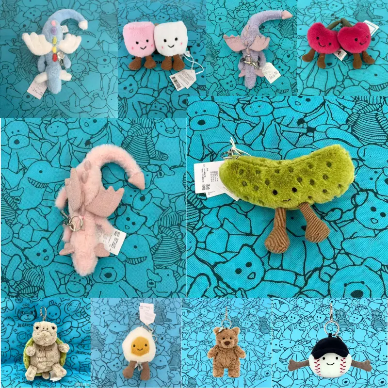 2026 Jellycat Kawaii Plush Bag Charm, Cute Soft Animal Keychain Collection, Adorable Backpack & Purse Accessory, Collectible Gift for Girls Boys