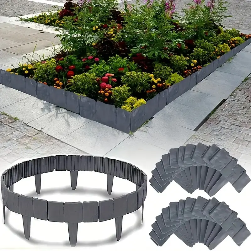 30pcs，Garden edge border landscape edge border, can be spliced gardening small fence, stone edge design, easy to assemble, simple and stylish - gardening edging, mini fence, suitable for Outdoor flower beds, lawns and terrace decoration Home Exterior