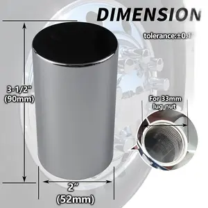 Chrome Plastic Front Axle Cover Kits  33mm ThreadOn Flange Nut Covers, 2 Sets (Flat Top, Pairs), For Semi Trucks