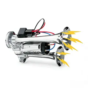 2026 New 12V 130DB Super Loud Dual Air Horn Kit | Powerful Vehicle Safety Horn for Trucks, SUVs, Boats & Motorcycles, Easy Install Chrome Plated