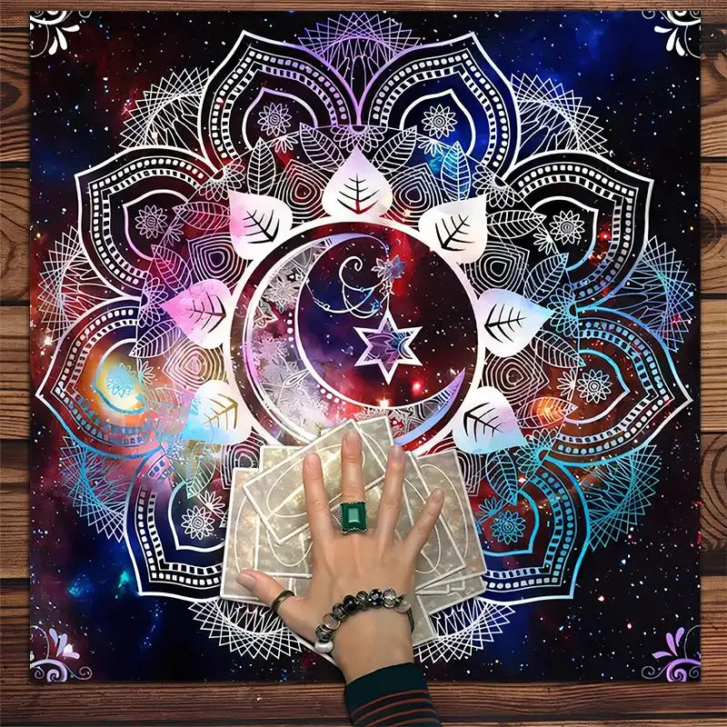 Moon & Star Pattern Tarot Tablecloth, 1 Count Tarot Card Witchcraft Astrology Divination Board Tablecloth, Gift Packaging Supplies for Party Decor