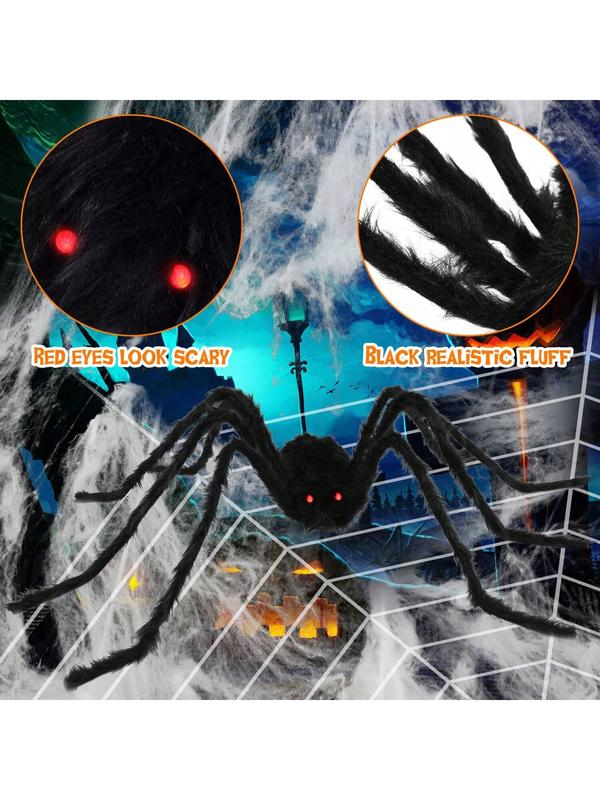 50" Giant Voice Control Toy - Realistic Hairy - Halloween Set With 12ft Web,Halloween Spiders Decorations 20 Pc Scary Fake For Halloween Decorations - Indoor And Outdoor