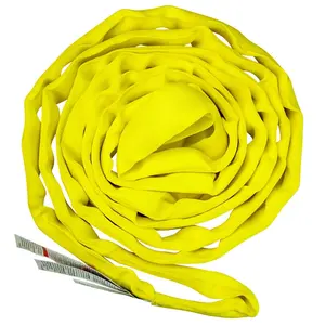 VULCAN Round Sling - Medium Duty - 10 Foot - Yellow - Safe Working Load of 8,400 Lbs. (V) - 6,700 Lbs. (C) and 16,800 Lbs. (B) Synthetic Winch Rope Durable Nylon Rope