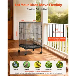 fathersdaygift VEVOR Bird Cage, 36.6x 22.8x 59.5 inch, Flat Top, Wrought Iron Bird Flight Cage with Perches, Slide - Out Tray and Plastic Feeders, for Blue Tit, Cockatiel, Canary, Monk Parakeet, African Grey ParrotVEVOR Super Brand Day