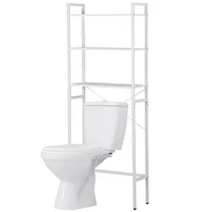 3-Tier White MDF Wood Freestanding Over-Toilet Bathroom Storage Rack Organizer - Interior Design, Indoor Home Organization, All Parts Included