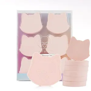 6-Pack Pink Makeup Sponge Set, Cosmetic Powder Puff-Adorable Non-Latex Beauty Blending Sponges for Foundation, Liquid, Cream, Reusable & Easy to Clean
