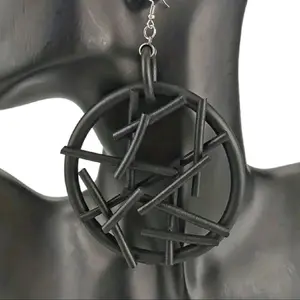 BLACK...Lightweight Rubber Tubing Fashion Earrings - Flexible and Comfortable