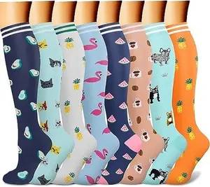 CHARMKING Compression Socks for Women & Men Circulation 3 Pairs 15-20 mmHg Best Support for Athletic Running Cycling with Fun Patterns