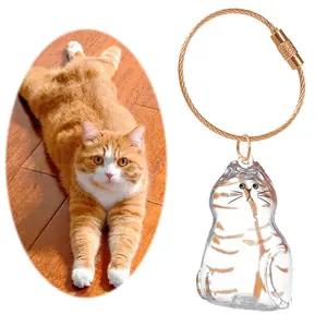 Personalized Cat Fur Keychain - Transparent Pet Hair Holder Necklace, Unique Gift for Cat Mom Dad, ASMR Collection,Customizable Cat Fur Jewelry Charm,Transparent Cat Hair Organizer Charm, Cat Hair Storage Capsule Keychain Pendant