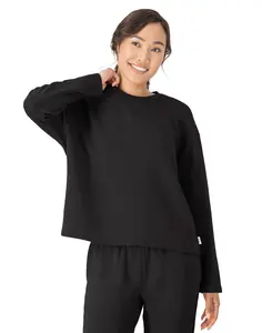 Hanes Originals Comfywear Women's French Terry Crewneck Pullover Cropped Boxy Lightweight Soft Stretch Fabric Basic Everyday Wear