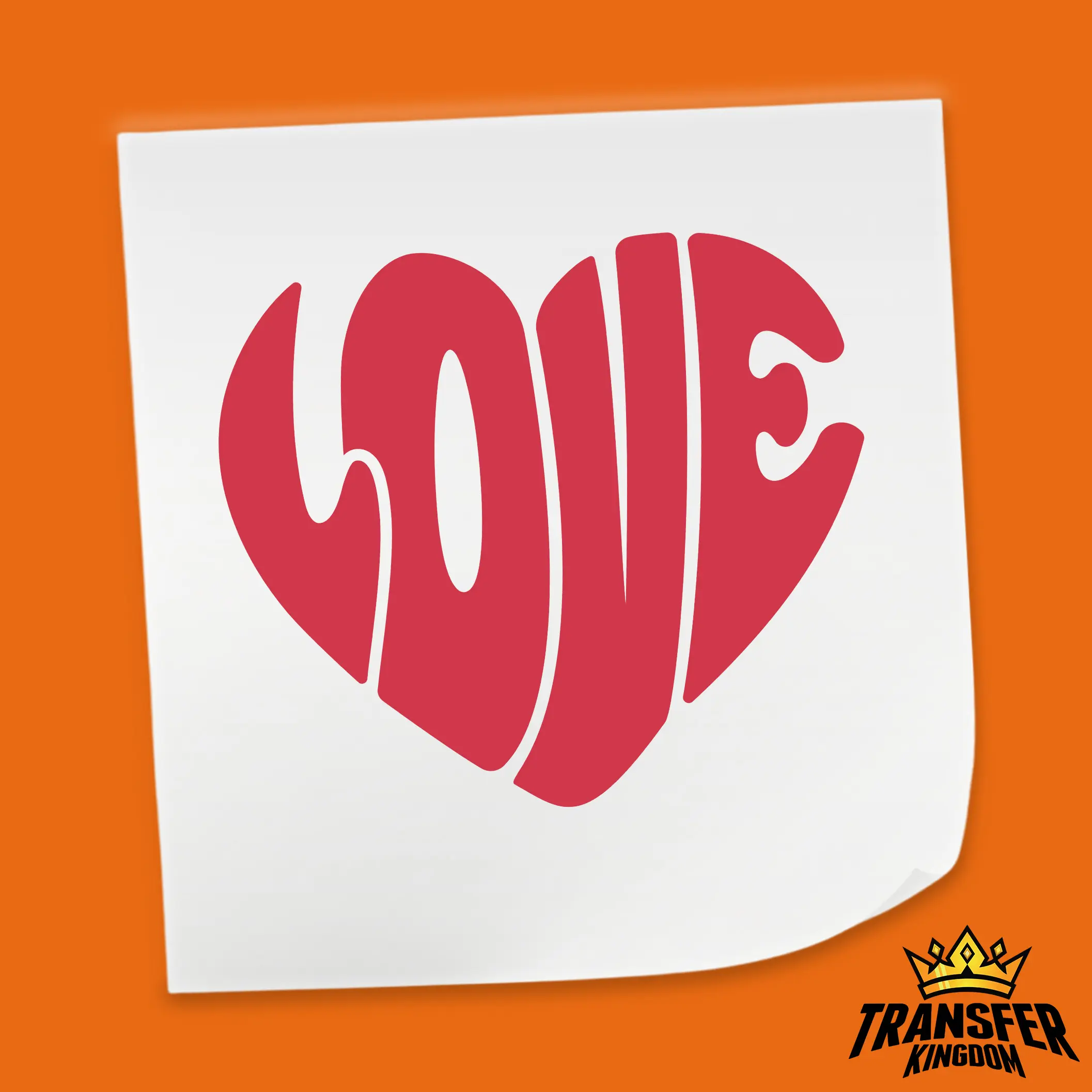 Red Heart Shape Love Text Design - Valentine's Day DTF Heat Transfer Sheet