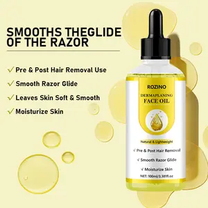 ROZINO Dermaplaning Face Oil - Non-Comedogenic & Fragrance-Free Formula for Women - Natural Lightweight Oil for Pre & Post Shave Hair Removal - 100ml