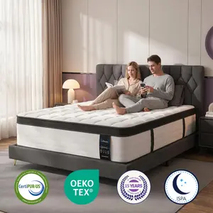 【Flash Sale-LA】12/14 inch Queen King California King size fiberglass spring mattress,Hybrid mattress in a box, euro top Medium Firm gel Memory Foam and Pocket Springs, Strong Edge Support, Pressure Relief High Quality colcho para cama