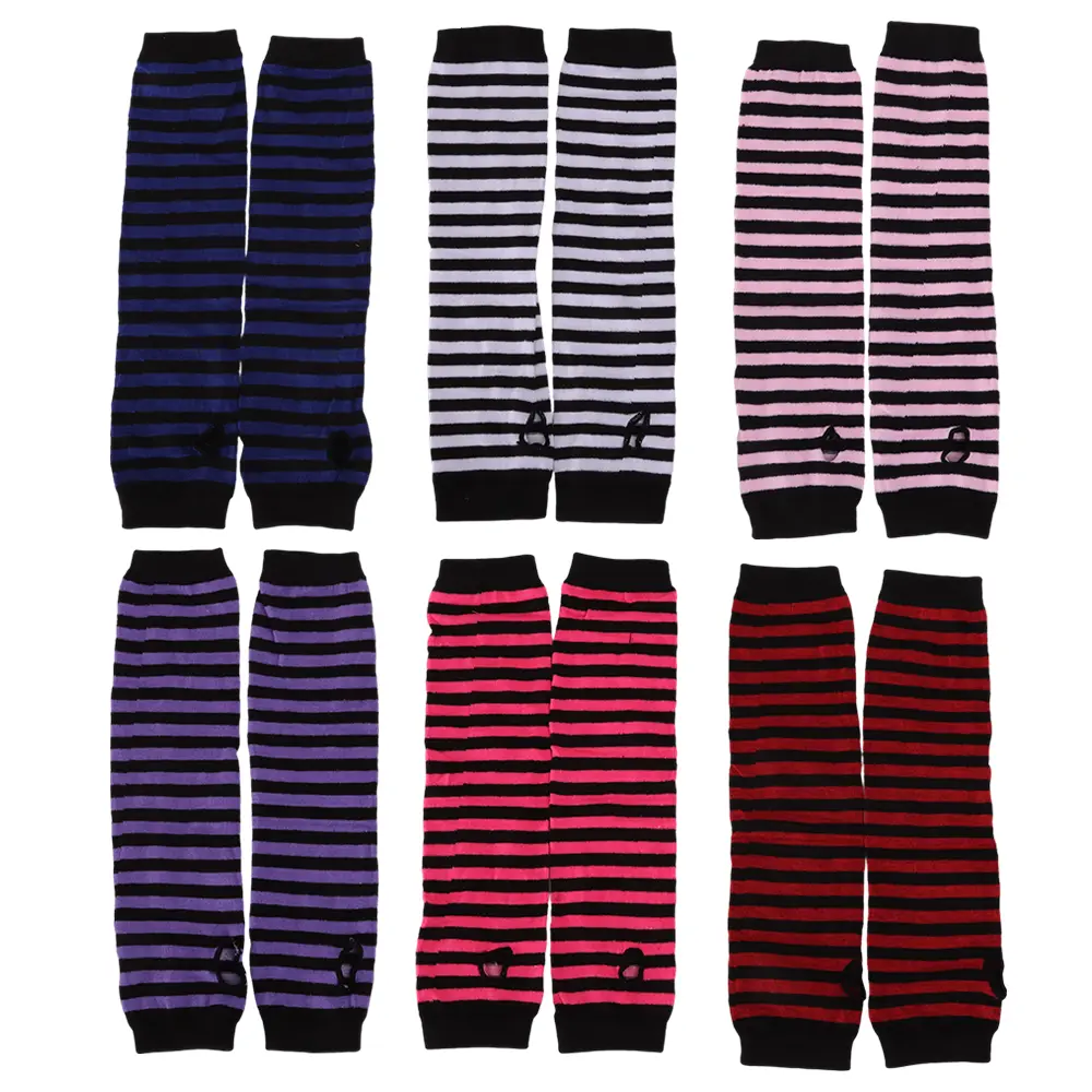 Women's Fingerless Polyester Knitted Arm Warmers with Thumb Hole (6 Pairs, 13in x 3.1in) - Breathable, Striped, Casual Indoor/Outdoor Typing Accessories (Textiles & Soft Furnishings)