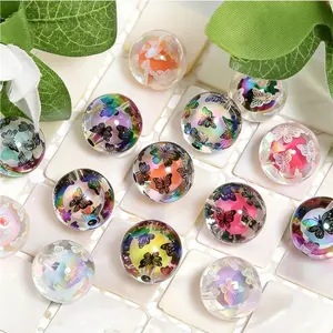 10Pcs 16mm high transparency acrylic beads in beads butterfly strawberry printed beads DIY bead pen mobile phone chain jewelry accessories material