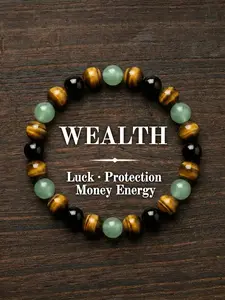 Men's Tiger's Eye Stone Bracelet, Ideal Birthday Gift for 21-70 Years, Perfect for Dad and Brother, Adjustable Chain 8-9"/20-23cm, Energy Bracelet