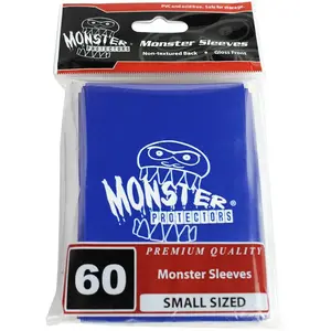Monster Protectors Sleeves Sleeves - Smaller Size Gloss with Monster Logo - Blue (Fits Yugioh and Other Smaller Sized Gaming Cards)
