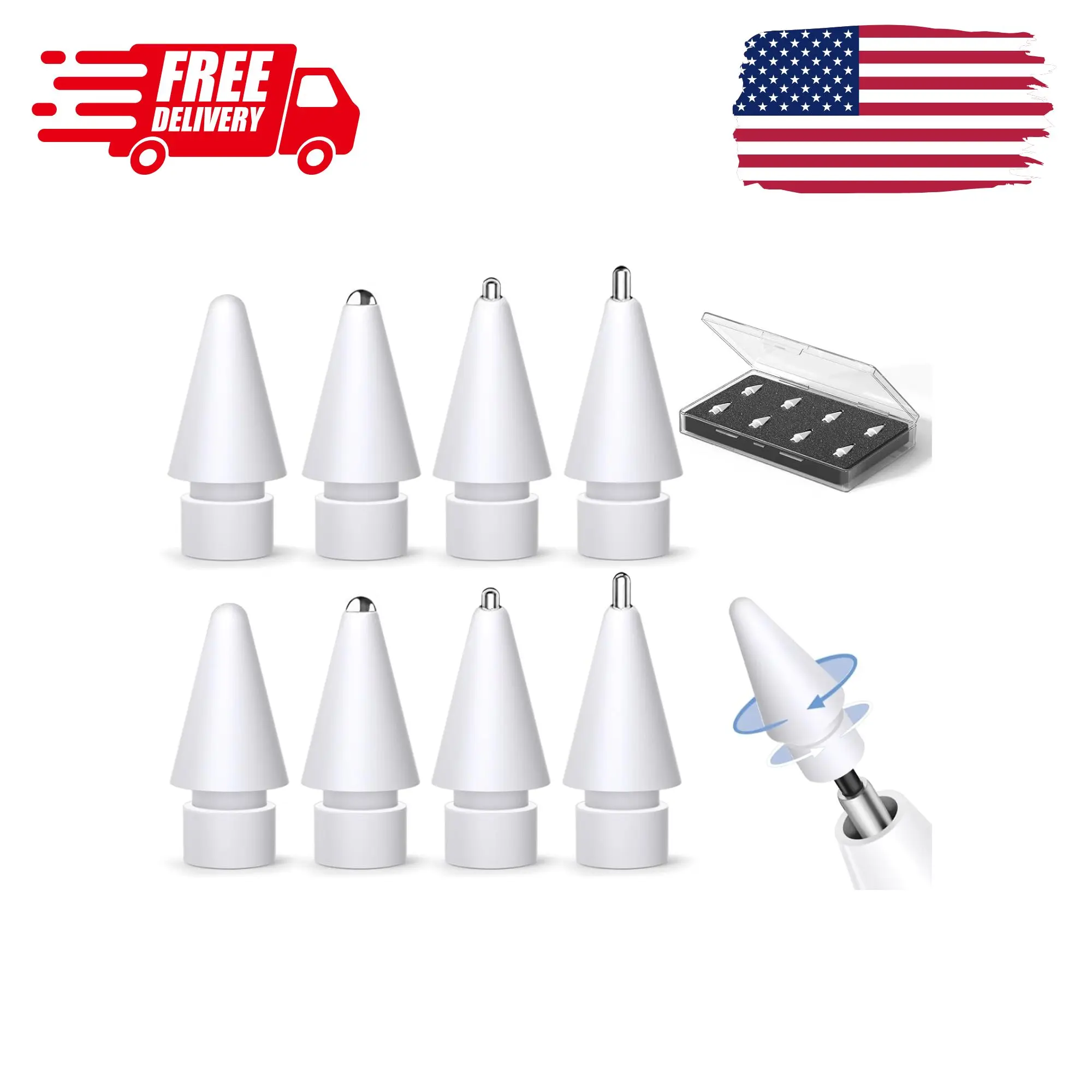Replacement Tips for Apple Pencil Pro/1st/2nd/USB-C (8 Pack)