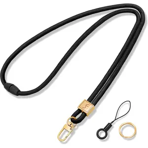 Cute Neck Lanyards for Keys ID Badges Holder, Keychain Teacher Lanyard with Safety Breakaway Buckle for Women Men, Black