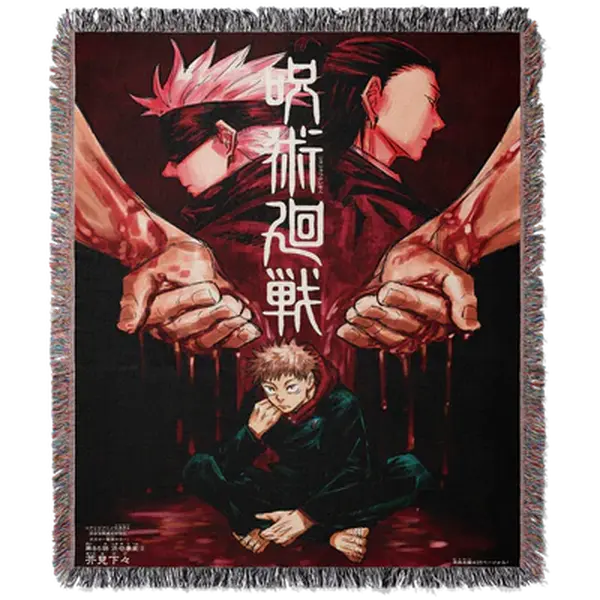 Cursed Technique Woven Blanket Tapestry | Anime Room Decor | TikTok Viral Tapestry | Otaku Wall Art