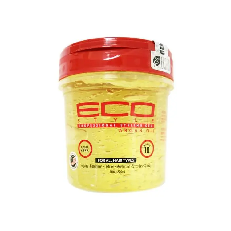 Eco Style Argan Oil Professional Infused Styling Gel, 8 oz Haircare with Hydrolyzed Wheat Protein - Long Lasting Gel, Strong Hold, Weightless Feel, Nourishes & Repairs, Frizz Control for Perfect Curls, Curl Routine & Hair Health