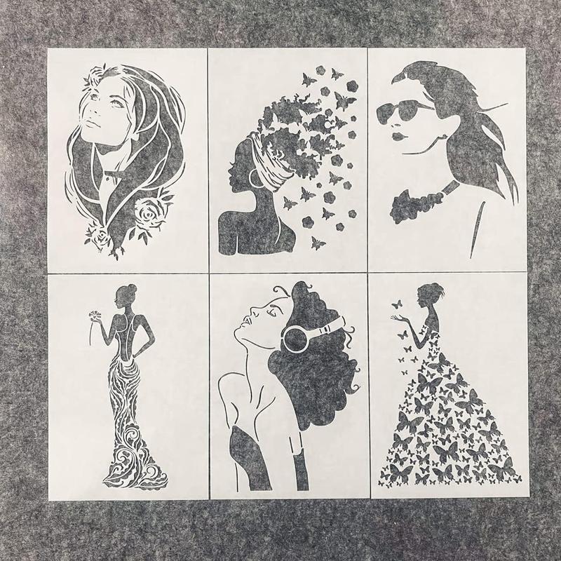 A4 Beauty  Girl Stencil for Painting on   Young Girl Layering Stencil DIY Scrapbook Coloring Decorative Size 8.3 x 11.7inch Template