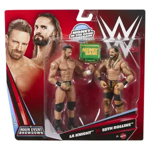 LA Knight & Seth Rollins - WWE Main Event 2-Packs 27 Mattel WWE Toy Wrestling Action Figures